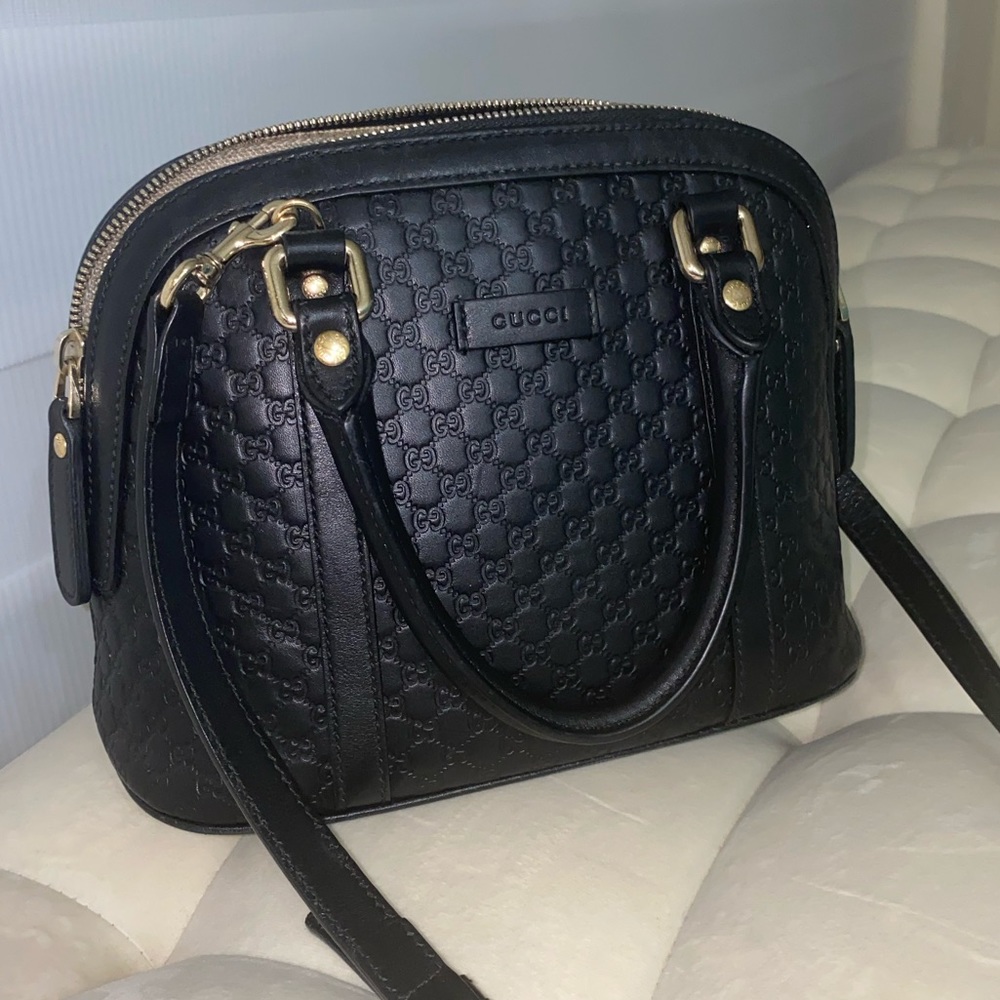 AUTHENTIC Gucci Dome Microguccissima Convertible To Crossbody Mini Bag in Black